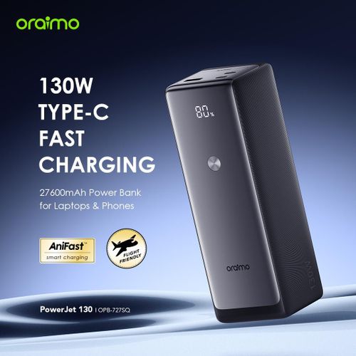 Official Store Oraimo PowerJet 130 27600mAh 130W Power Banks 130W Type-C Fast Charging