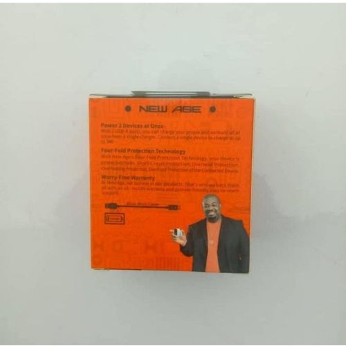 New Age 5watt New-Age Charger 2 Port With USB Cable- white