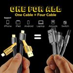 4 In 1 Super Fast Charging Cable For IP Android 1M
